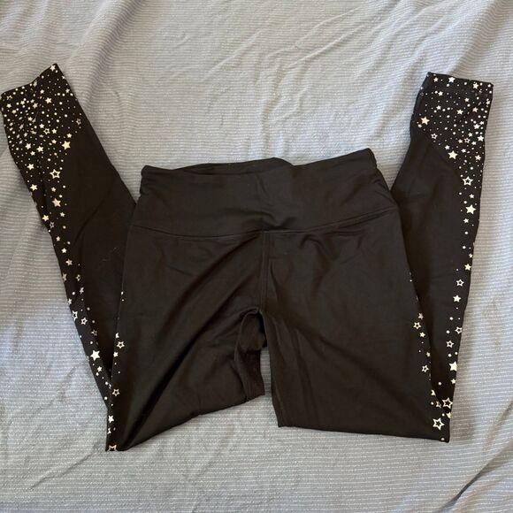 Victoria’s Secret Sport Black Leggings with Silver Star Print – Size M - Picture 2 of 4